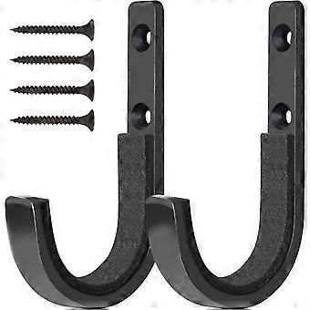 2PCS Gun Wall Mount Metal Gun Hanger, Shotgun Wall Mount Hooks Pistol Storage Display Holder for Rifles, Archery Bow (Black)