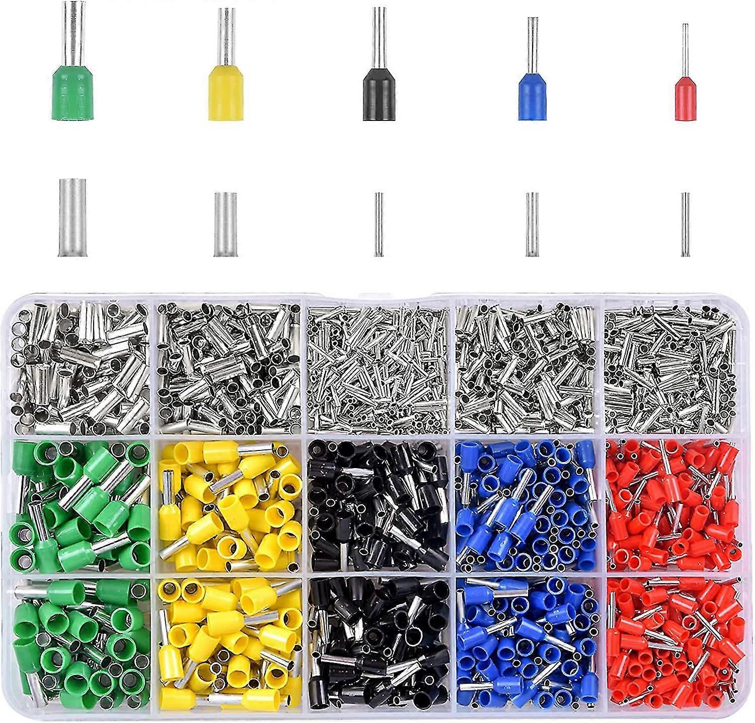 1640 Pcs Pre-insulated/ Non-insulated Lugs Wire Ferrules Insulated Crimp Terminals Wiring Ferrules 12-22 Awg Electrical Butt Connectors For Electricia
