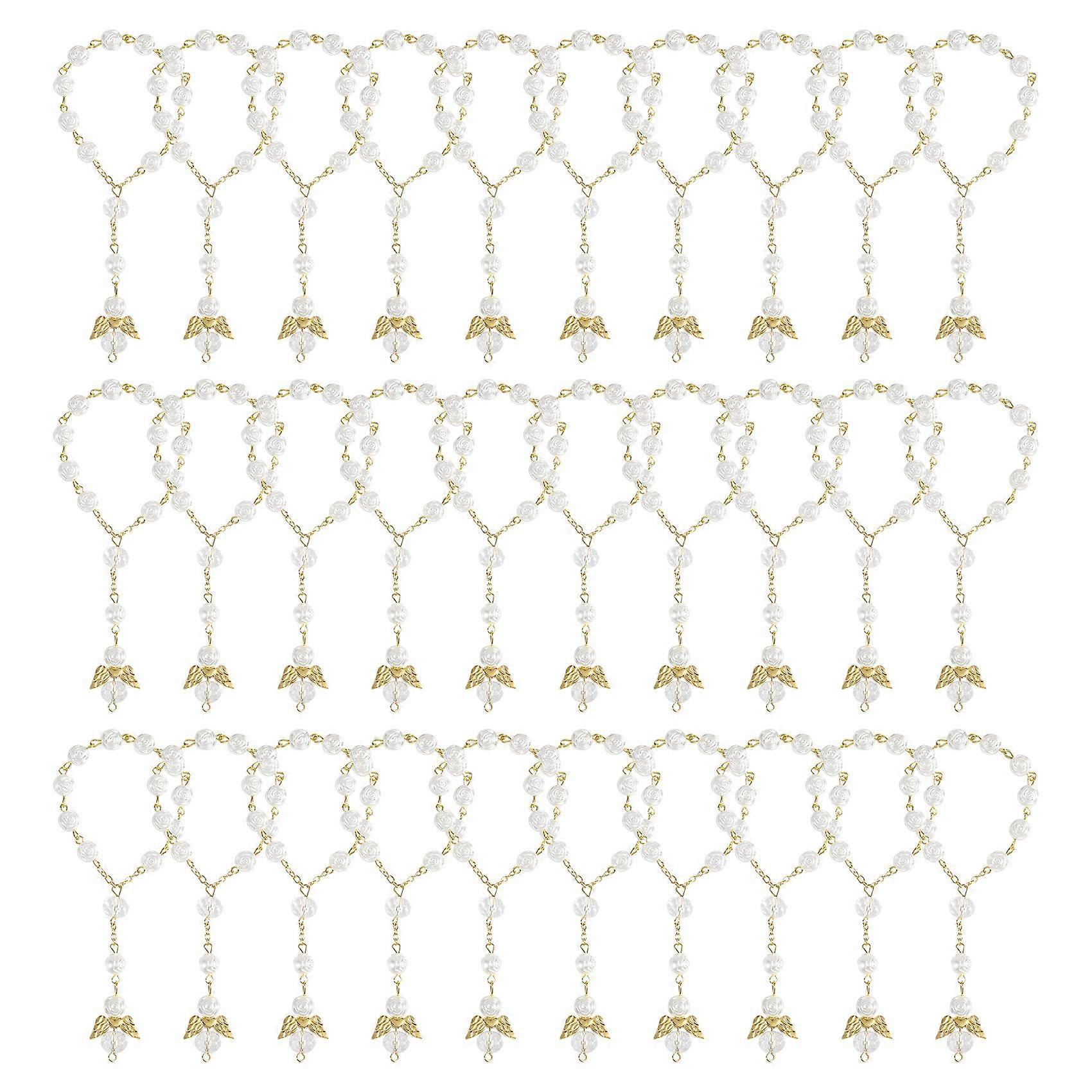 30 PCS Baptism Rosary Acrylic Rosary Beads Mini Rosaries Angel for the First Communion Baptism Party Favors