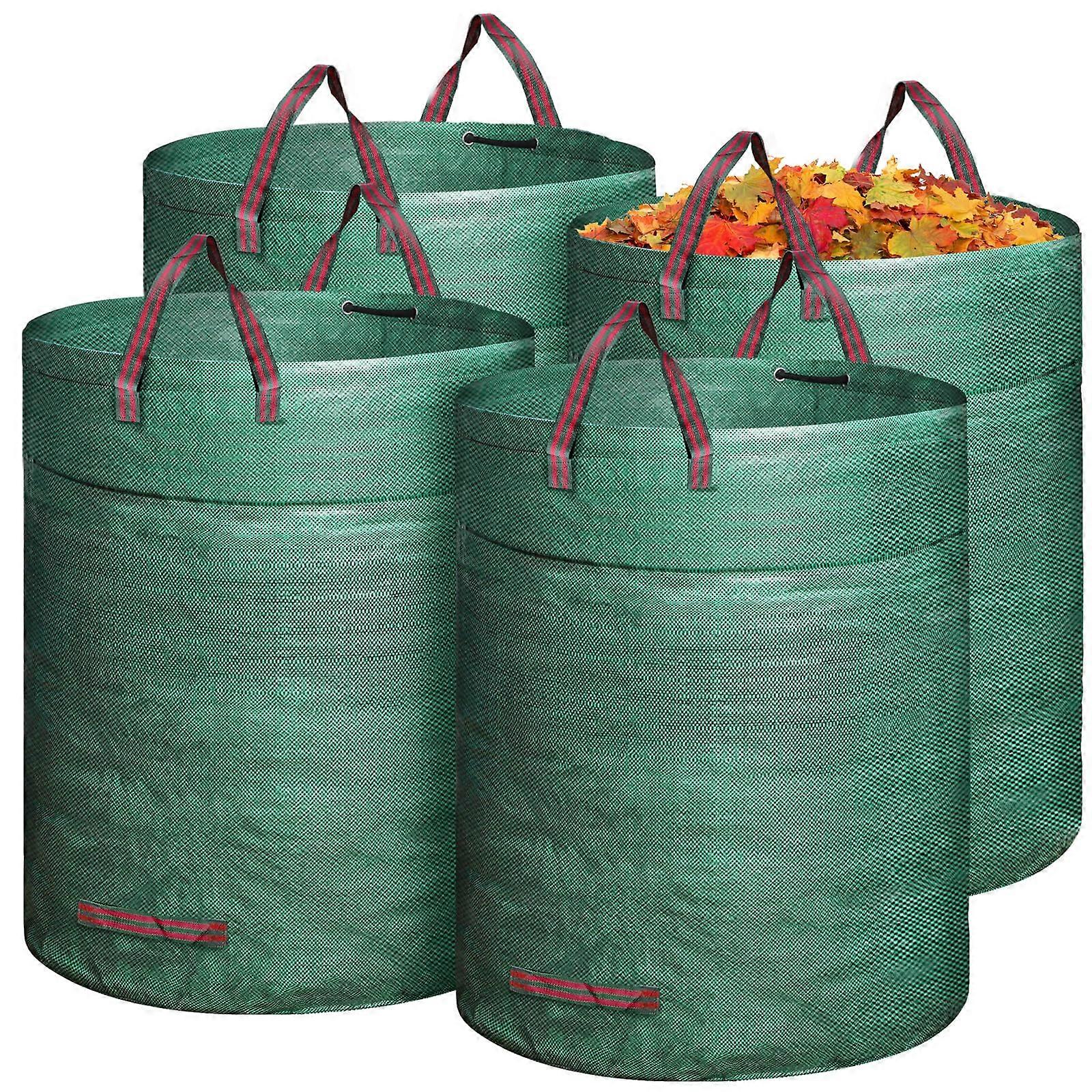 72 Gallon Reusable Yard Waste Bag 4 Pack, Extra Large Heavy Duty Lawn and Leaf Bags with Handles for Garden Debris Collection