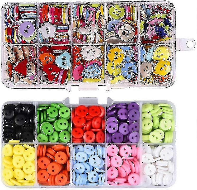 590 pezzi di bottoni da cucito, bottoni in resina, bottoni colorati con contenitore in plastica