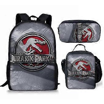 Mochila de desenho animado para jardim de infância e escola primária Jurassic Park com conjunto de lápis de 3 peças - Coleção HGDMV