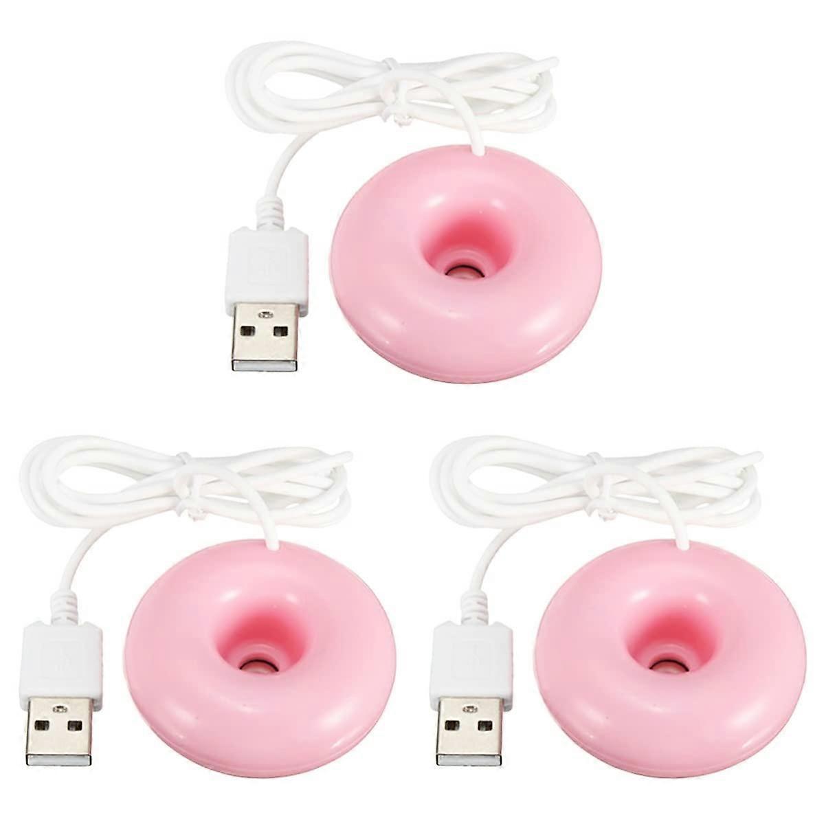 Pink Donuts Water Humidifier 3pcs Set Desktop USB Aroma Diffuser for Home Office Air Moisture Mist