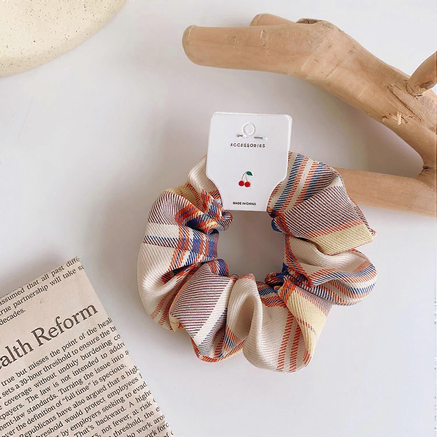 JUSCH 6 PCS Bandeau Bandeau Élastiques À Cheveux Tissu À Carreaux Élastiques À Cheveux Avec Queue De Cheval Corde À Cheveux Élégant Gros Intestin Élastiques À Cheveux----Rouge Jaune Plaid, WZ-707R