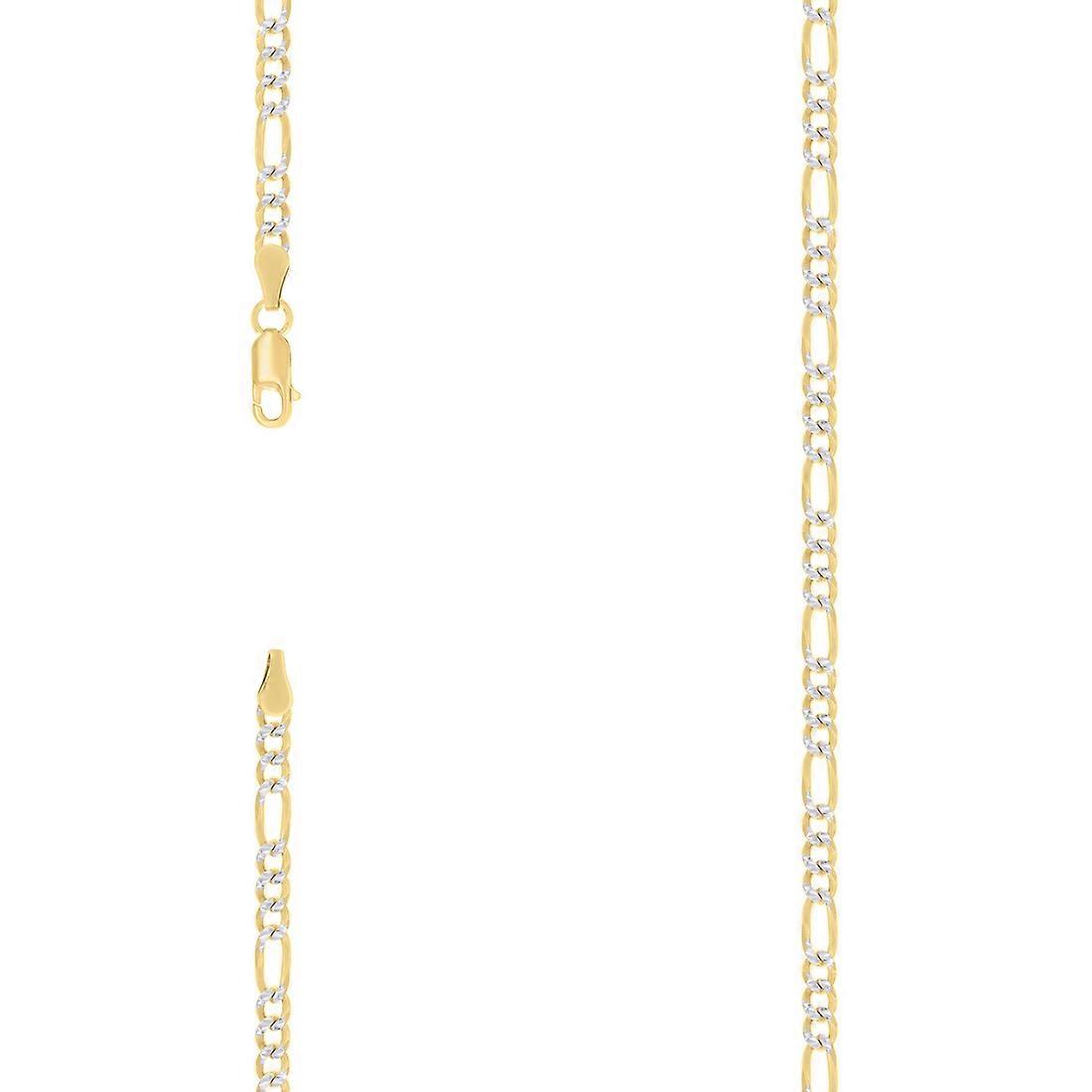 925スターリングシルバーパヴェスーパーフラットフィガロチェーンツートン3.6mmブレスレットリンクブレスレット女性と男性用 - 長さ:7〜