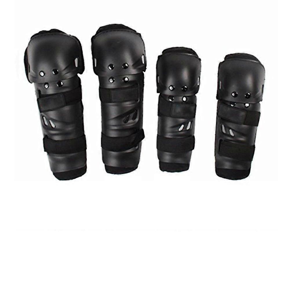 Knee Shin Guards, Flexible Breathable Adjustable Knee Pads, One-Size Fits Most, 4 Pieces, For Motocross, Black