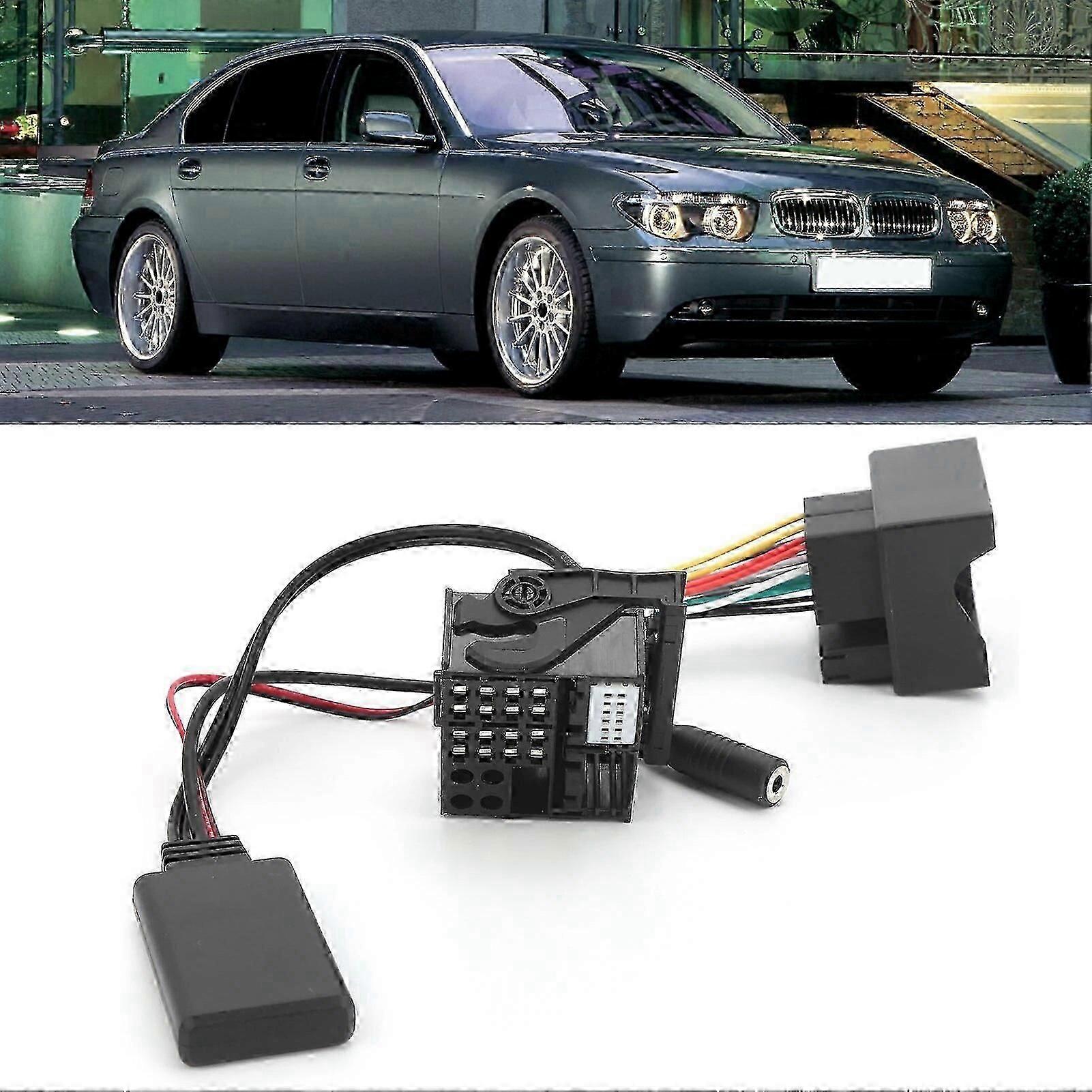 Adaptador de áudio de cabo AUX Bluetooth 50 de 591 polegadas com microfone adequado para BMW E60 E63 E64 E65 E66 E87