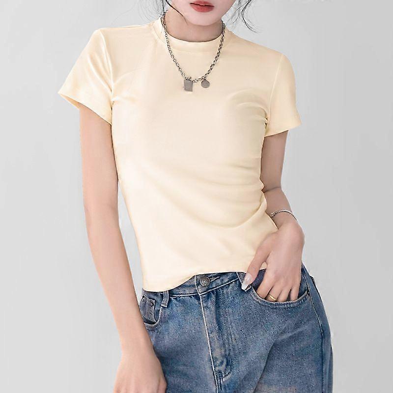 Small Round Neck Straight Shoulder Short-Sleeved T-Shirt For Women In Spring And Summer Slim Fit And Slim Can Be Worn On The Outside With A High-End H