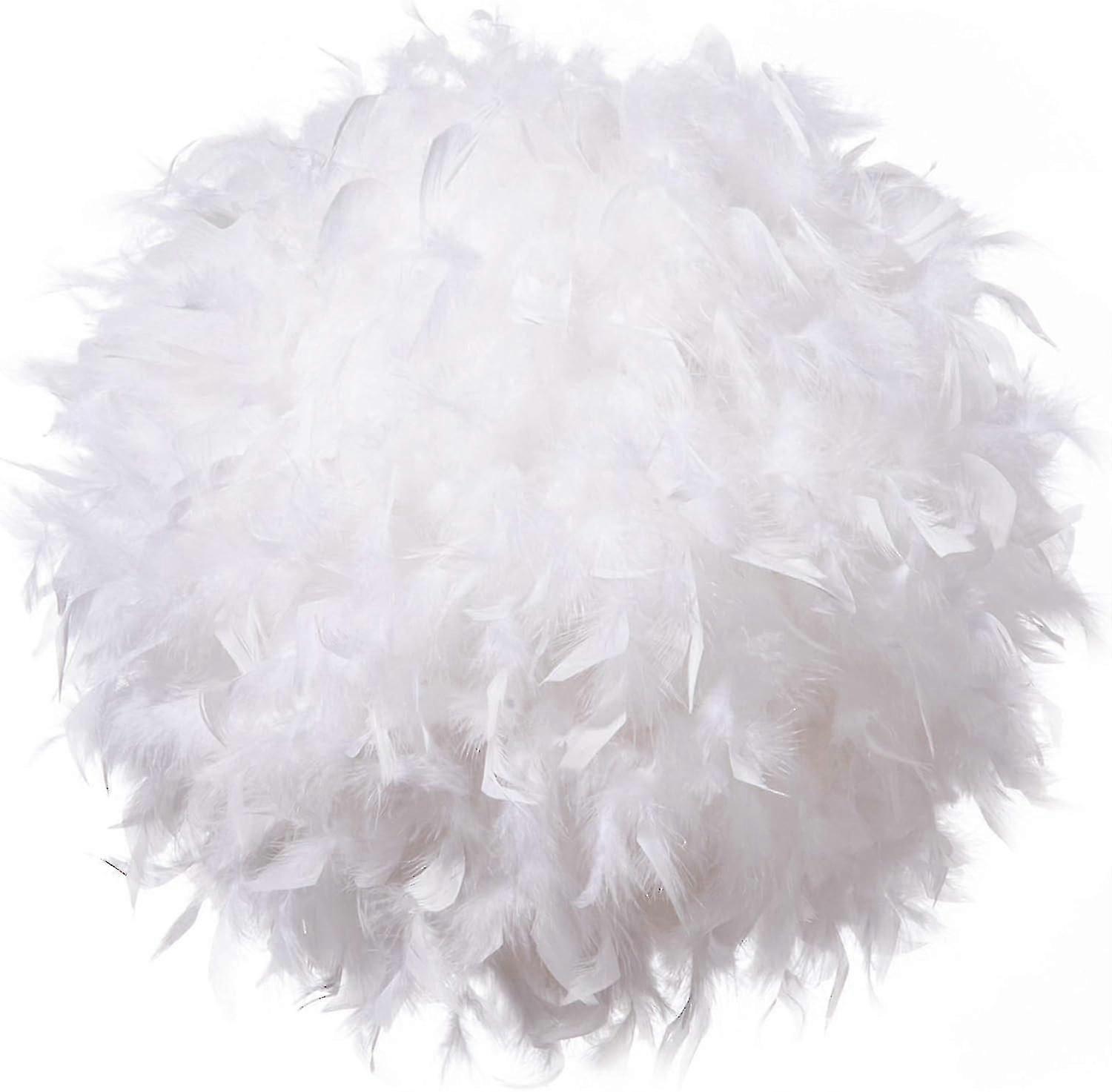 Feather Light Shade For Ceiling Pendant Light, Fluffy Lamp Shade Lampshade Lightshade For Table Lamp And Floor Lamp, Bedroom Diameter 30cm, White