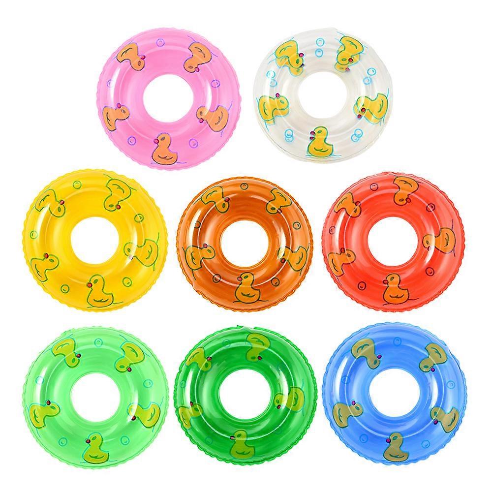 8pcs Mini Inflatable Swim Rings for Pool & Bathtub Play – Soft, Safe Cartoon Floating Toys for Kids Water Fun and Parental Interaction