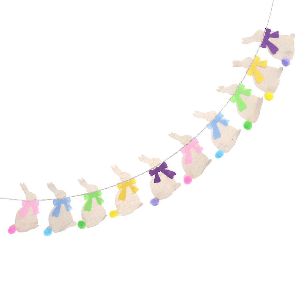 Burlap Bunting Banner with Rabbit Design, Ideal Easter Decor for Walls and Mantels