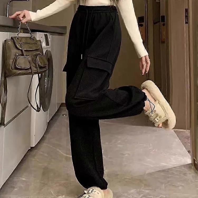 Women's Autumn and Winter Solid Color High Waisted Loose Work Pants Spring Casual Drawstring Sweatpants