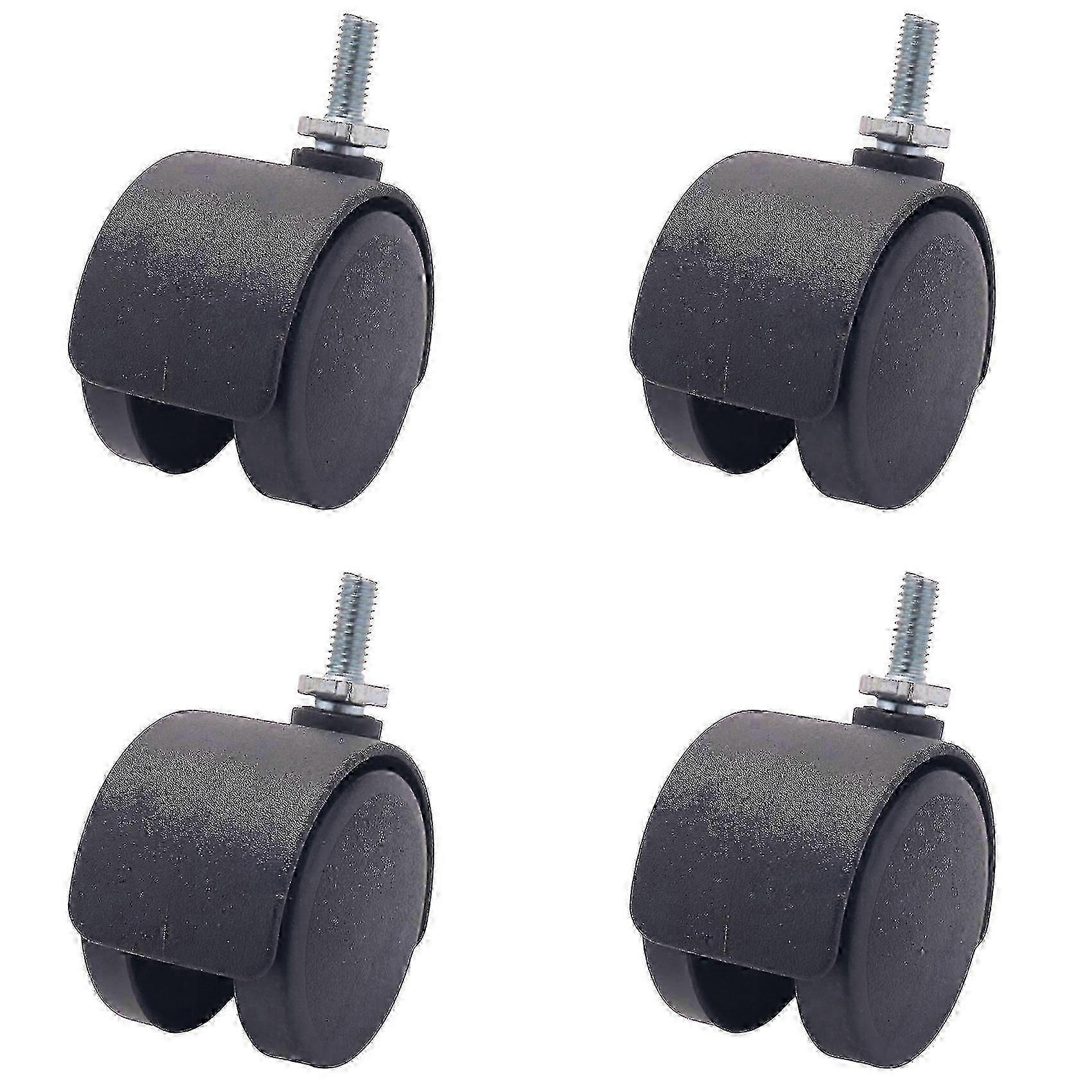 6mm Threaded Stem 40mm Dual Wheel Rotatable Caster Black-B3