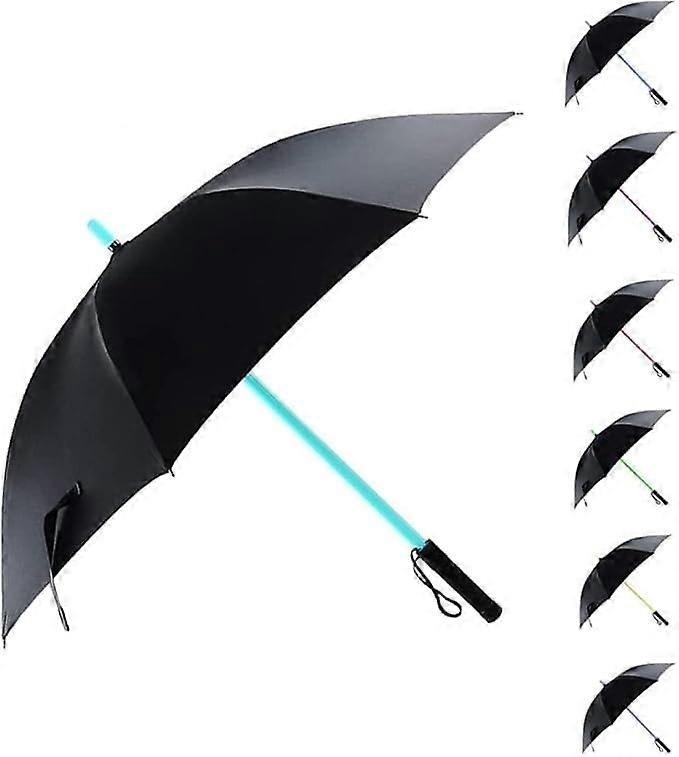 Multicolor LED Light Saber Umbrella with Flashlight, 7 Color Changing Lights, Large Size for Kids & Adults, Waterproof Design
