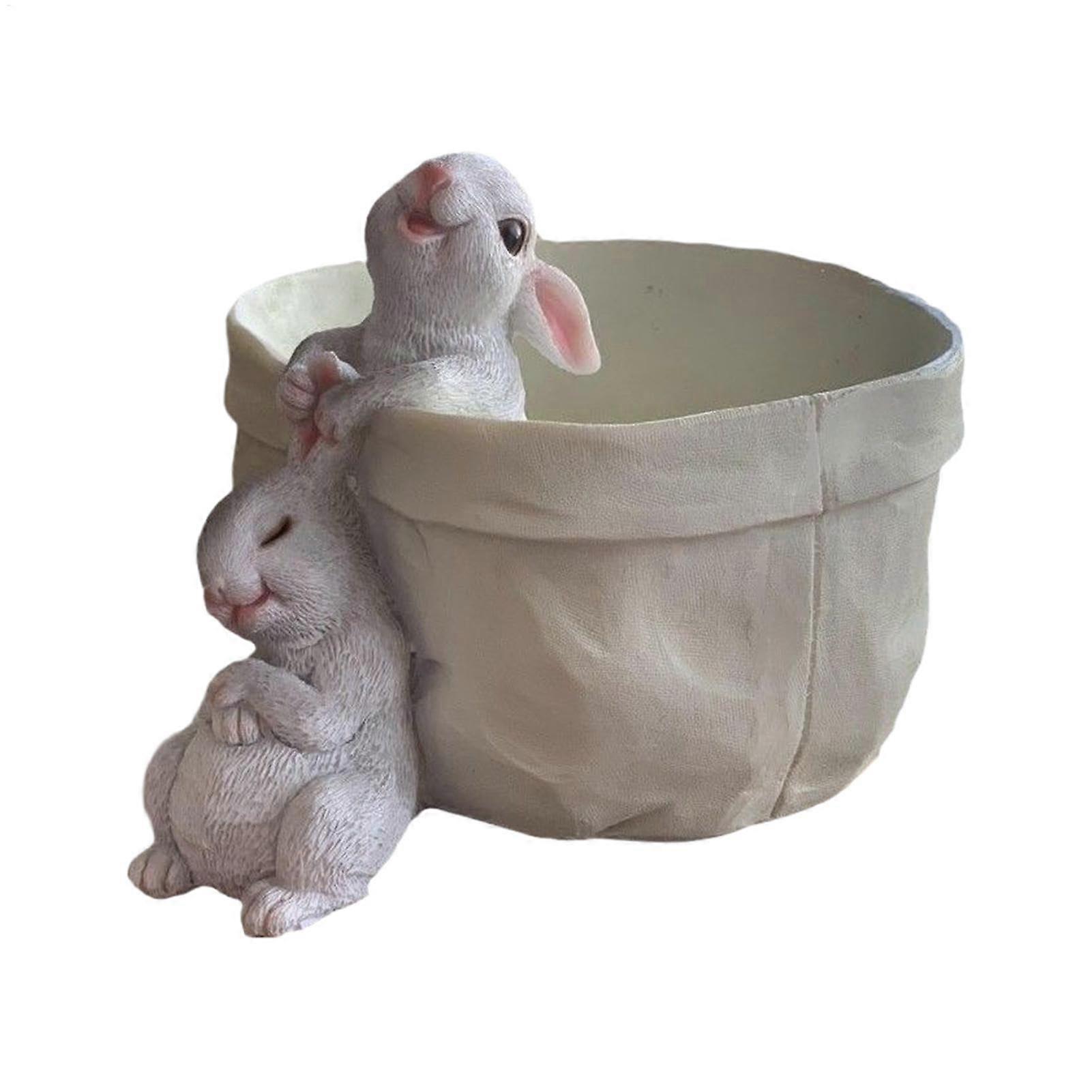 Rabbit Planter Pot, Resin Pots, Animal Planter Statue with Versatile Decoration and Charming Rabbit Design for Patio and Balcony Garden Decor, 1 Piece