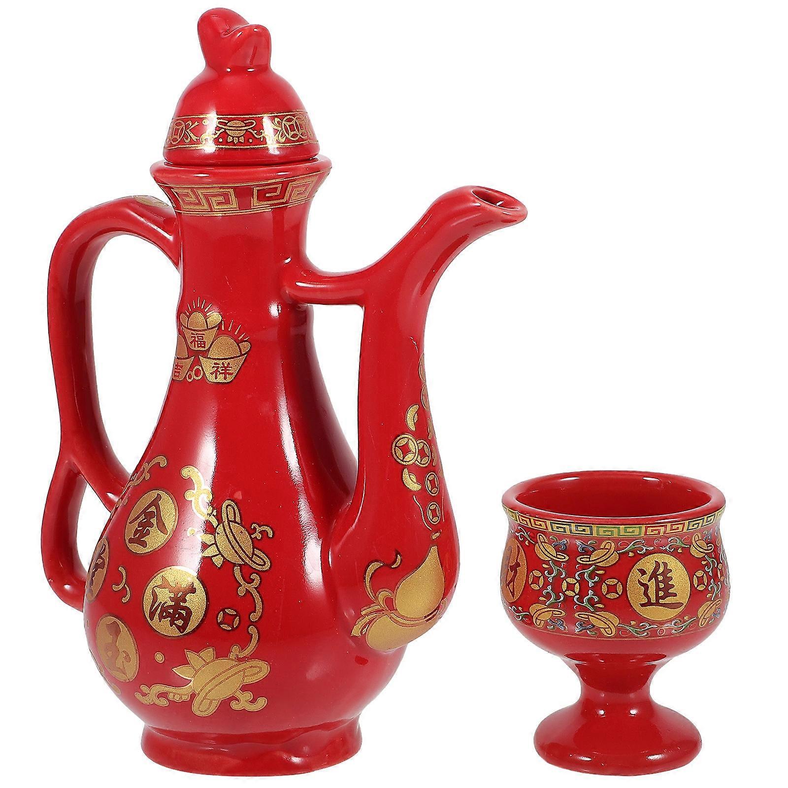 Ceramic Cup Luxury Design Sake Dispenser Set Special Drinking Occasions Adults Decoration 1Set