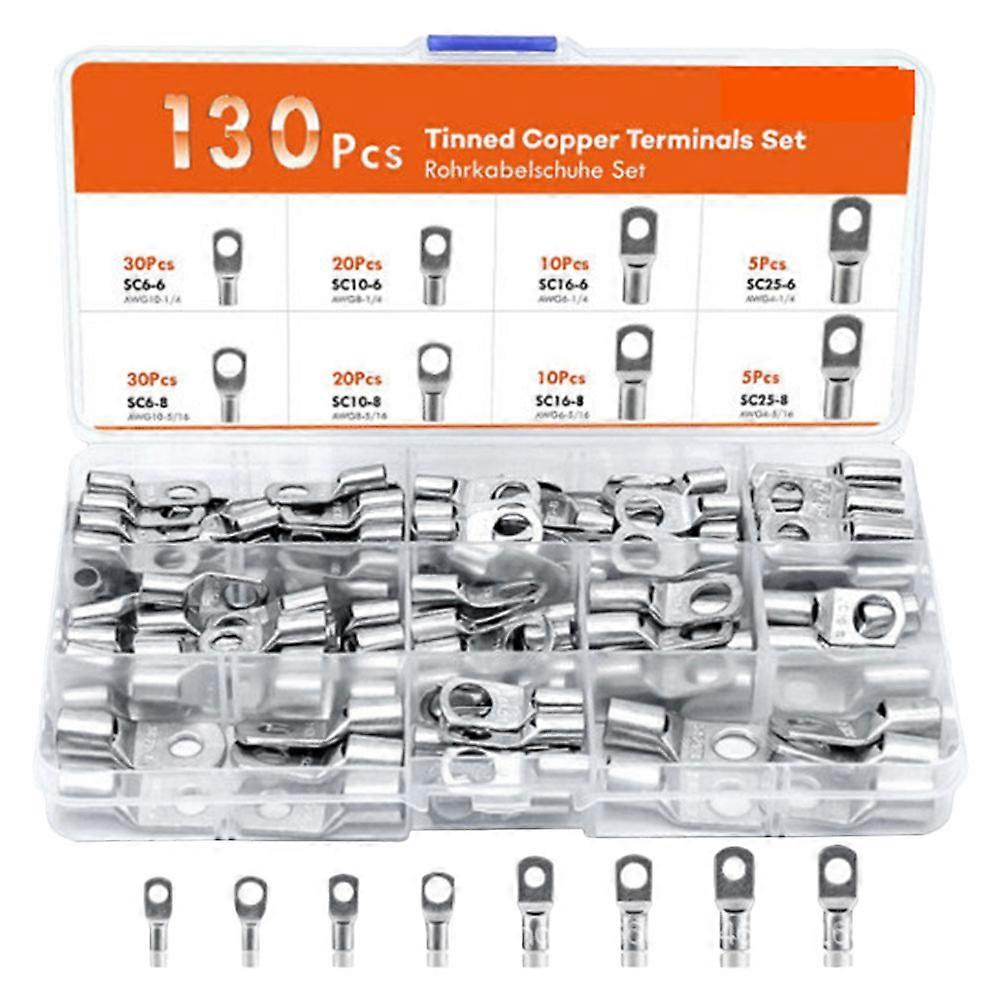 Cable Connectors Kit Technicians Diy Enthusiasts Copper Crimp Connection Wire Crimp Terminals 130Pcs