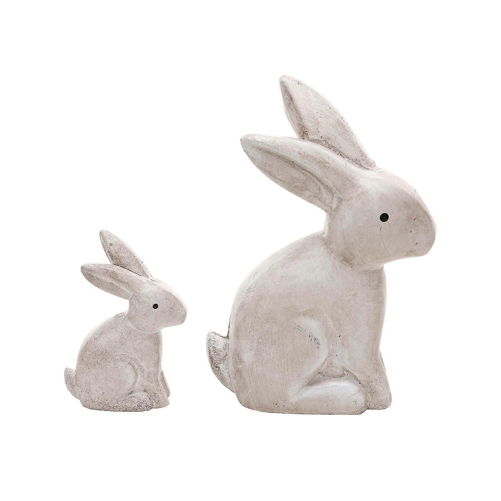 Pack of 2 Wooden Easter Bunny Figures, Rabbit Decoration for Easter and Spring