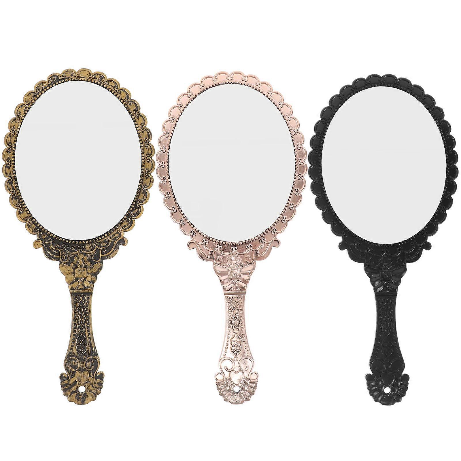 Handheld Makeup Mirror Portable Vanity Mirror With Handle For Women Assorted Color 3Pcs
