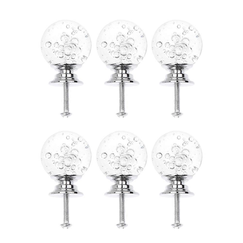 Decorative Drawer Knobs Crystal Cabinet Knobs Wardrobe Pulls Transparent Alloy 6Pcs
