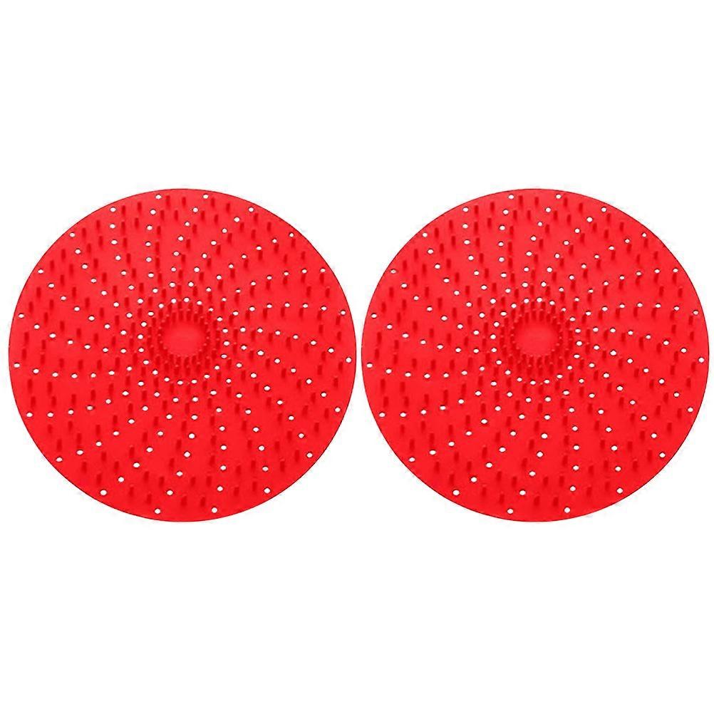 Red Silicone Air Fryer Liner with Raised Bumps, Non Stick Ventilated Reusable Mat for Even Cooking, Baking, Steaming Meat, Vegetables & Desserts,
