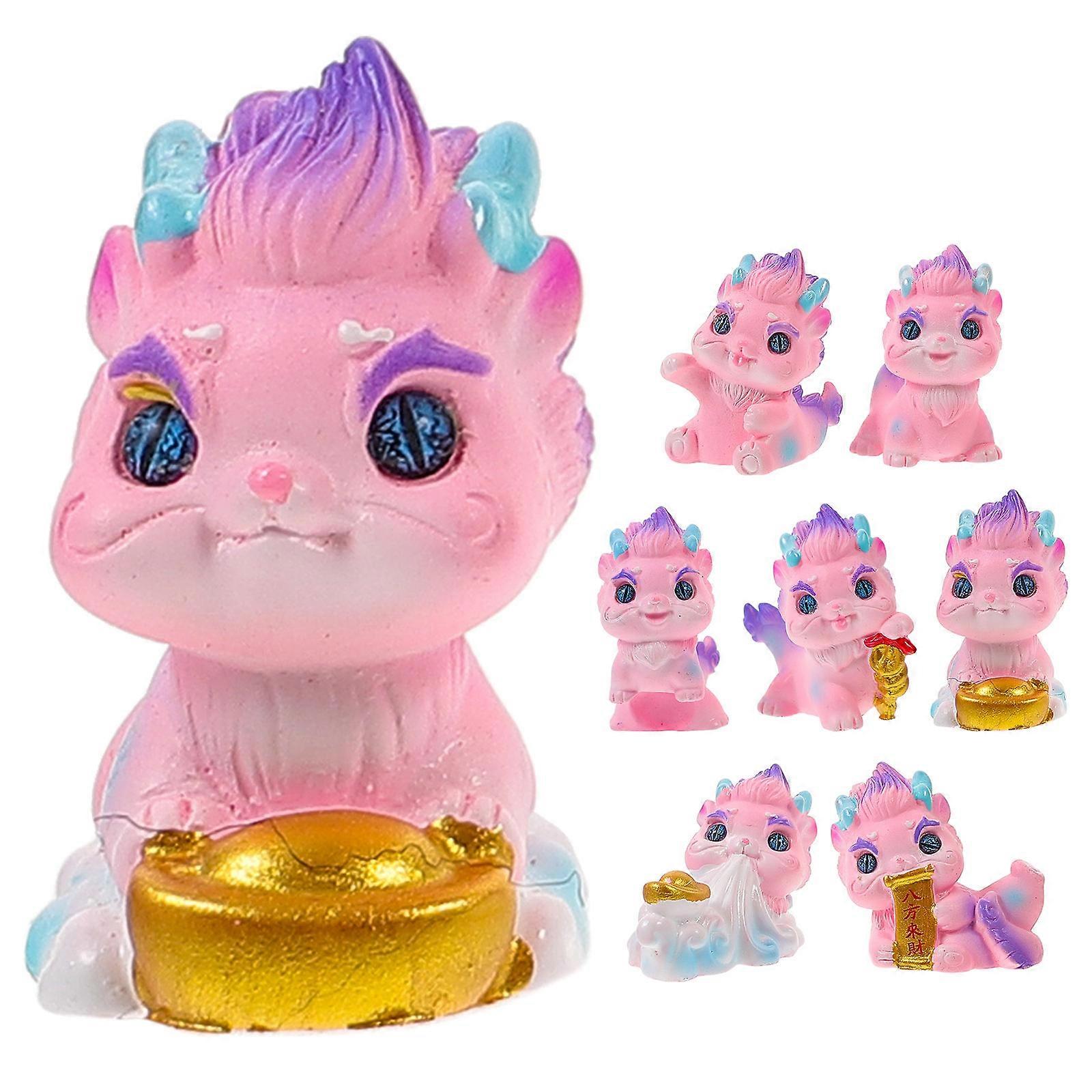 Dragon Figurine Resin DIY present For Office Decorations 3.5X3.5cm Assorted Color 7Pcs