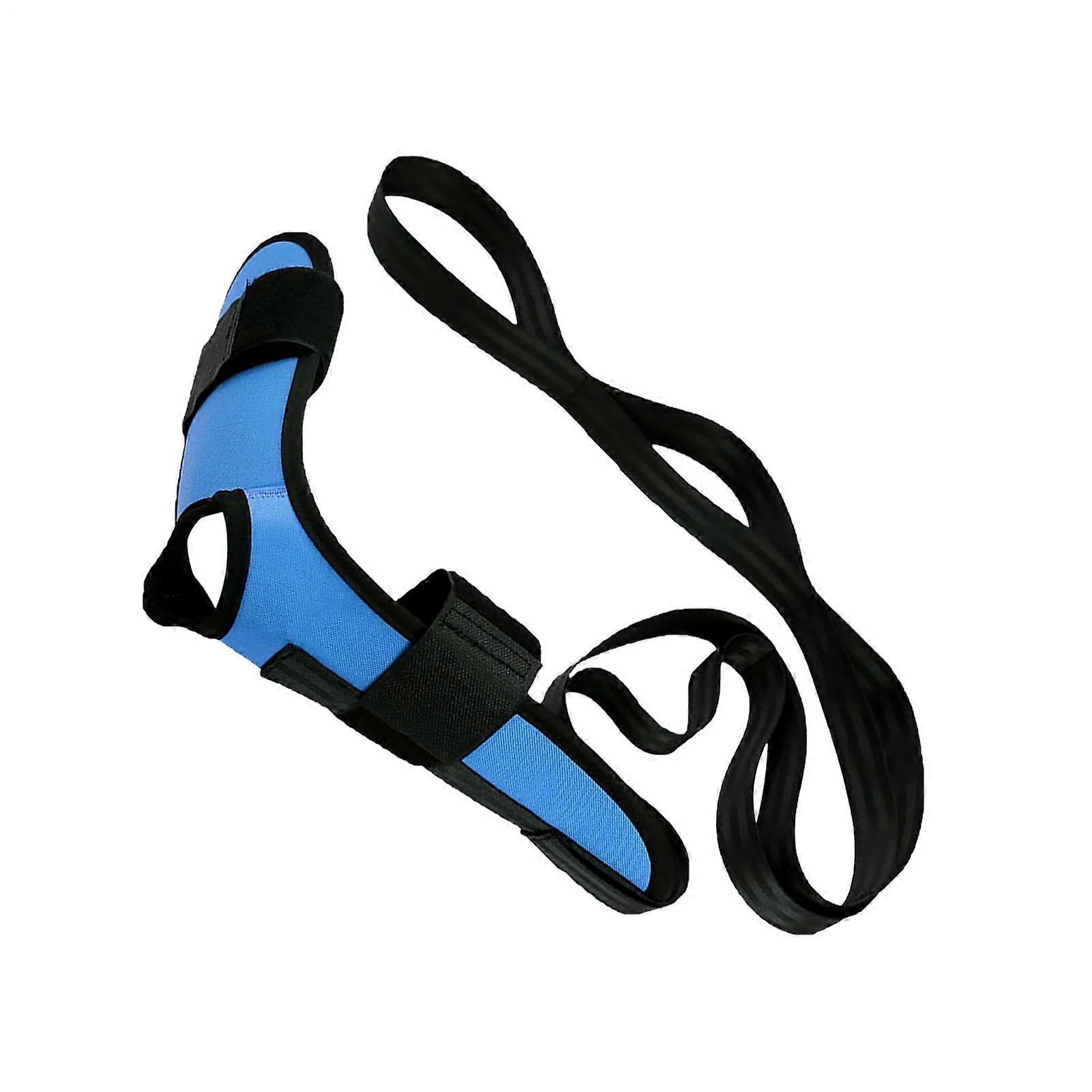 Stretching band,Fitness belt with loops Leg muscle stretching for training at home Pilates gymnastics ladies men blue