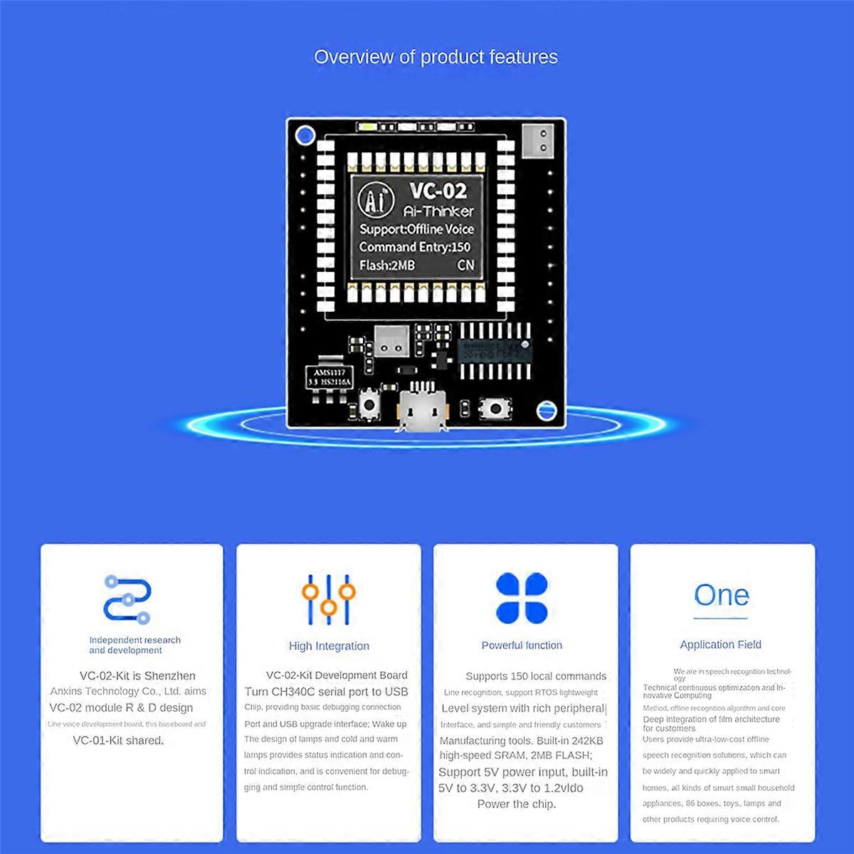4X -02-Kit AI Intelligent Offline Voice Recognition Control Module Development Board