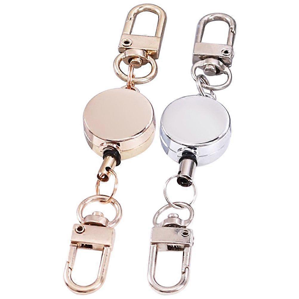 2Pcs Retractable ID Badge Holder Portable Retractable Keychain Flexible Key Chain Small Keychain