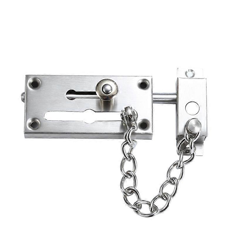 1 Pcs Stainless Steel Door Chain Lock Anti-theft Security Lock Solid Slide Lock，Silver