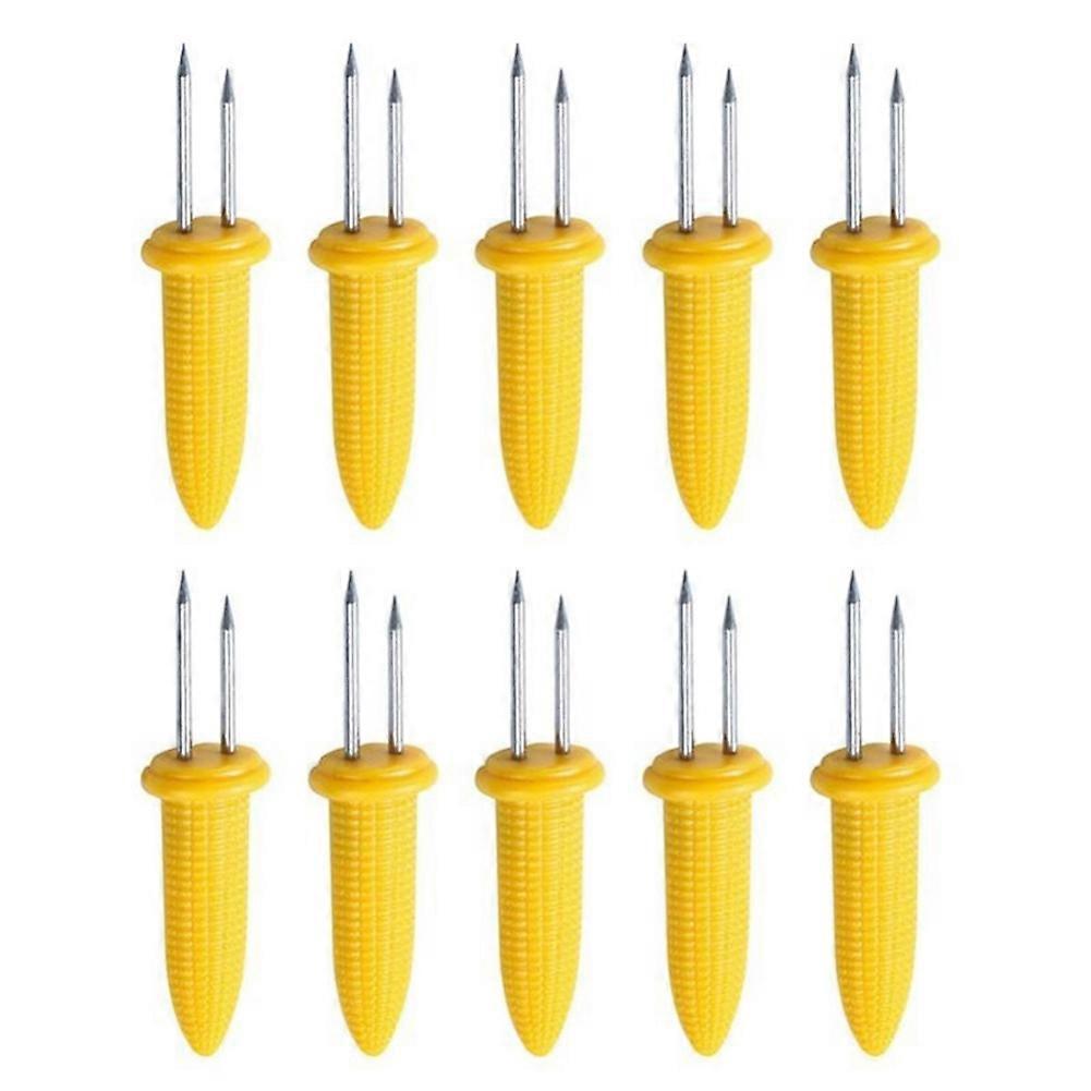 10Pcs Fourchette Brochette de maïs en acier inoxydable Porte-maïs Maïs En Épi Brochettes Fourchettes À Fruits Camping En Plein Air Cuisson Outil De Barbecue