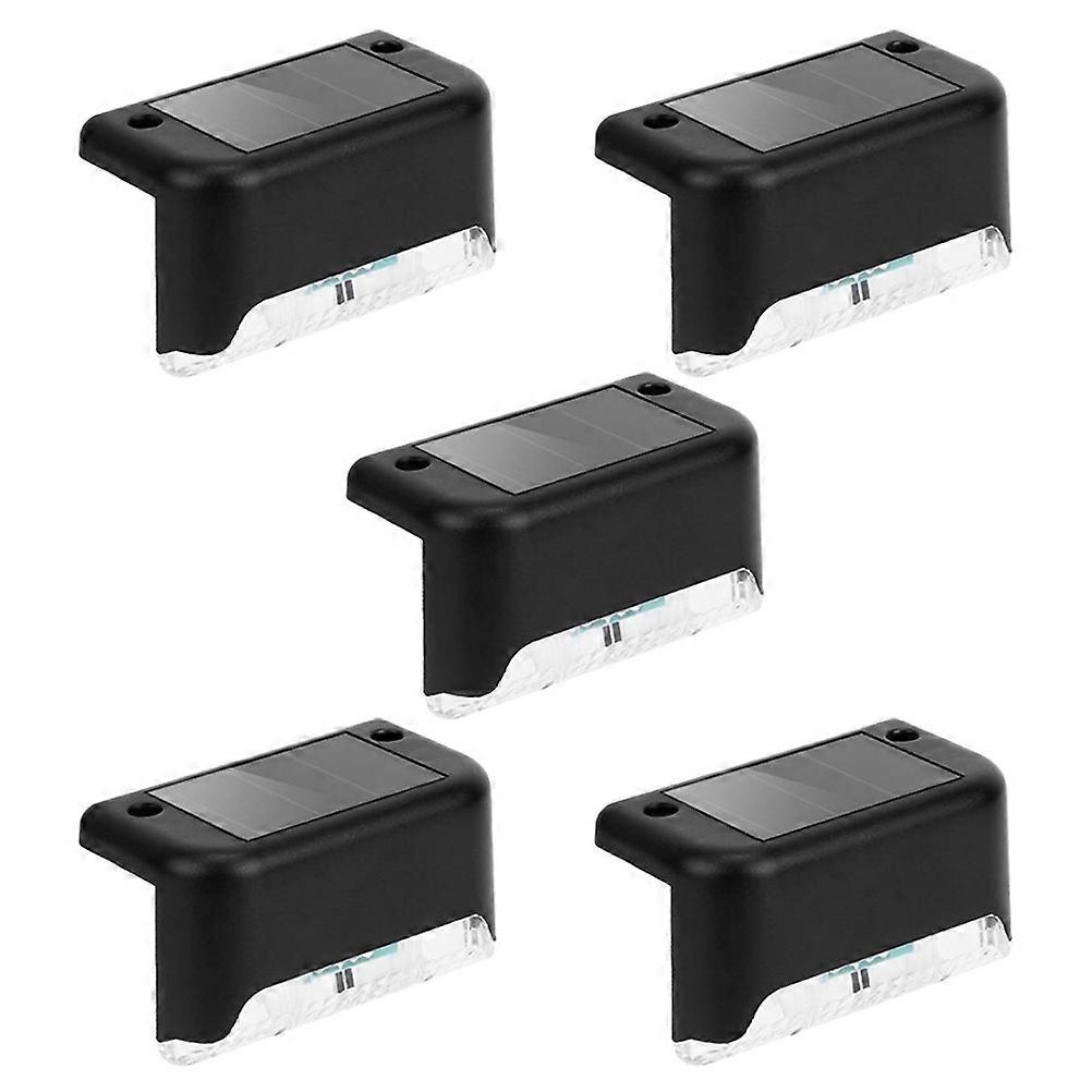 أضواء شمسية في الهواء الطلق خطوة أضواء درابزين شمسية في الهواء الطلق IP65 مقاوم للماء أوتوماتيكي على ديكور الحديقة 5 قطع
