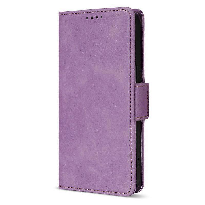 جراب لآيفون 13 برو مشبك بنفسجي من الجلد ملمس الجلد لون جانبي رقم 4079