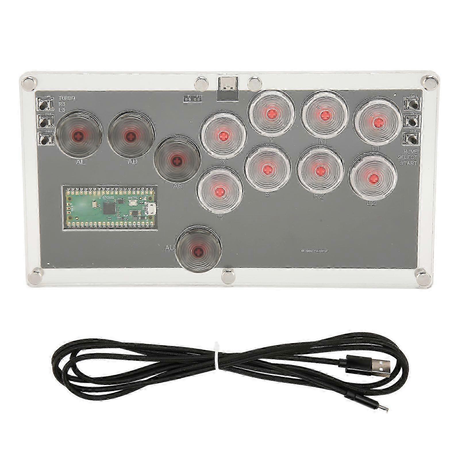 Fighting Box Flatbox Game Controller Joystick with RGB LED Light and Hot Swap Mechanical Switch