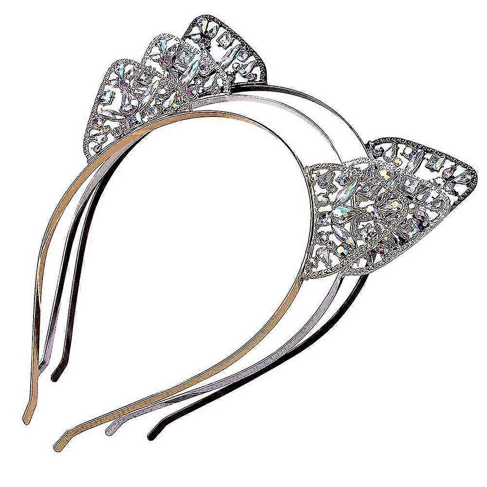 Ladies Cute Cat Ear Headband Diamond Cat Ear Headwear Party Decoration