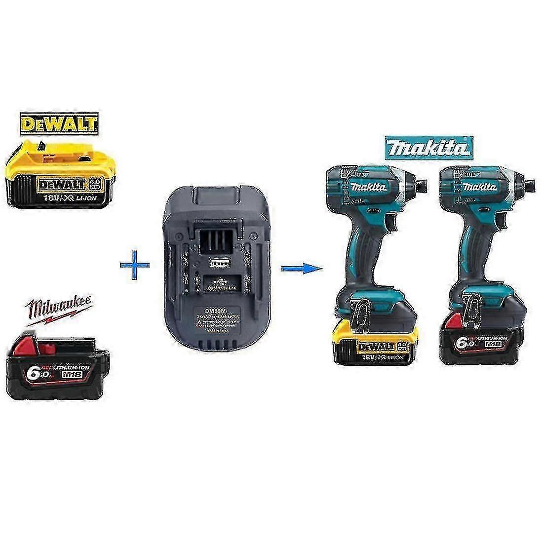 Dewalt Dcb Milwaukee M18 18v/20v Lithium Battery Converter Adapter To Makita 18v Bl18 Series Lithium Batteries Power Tools