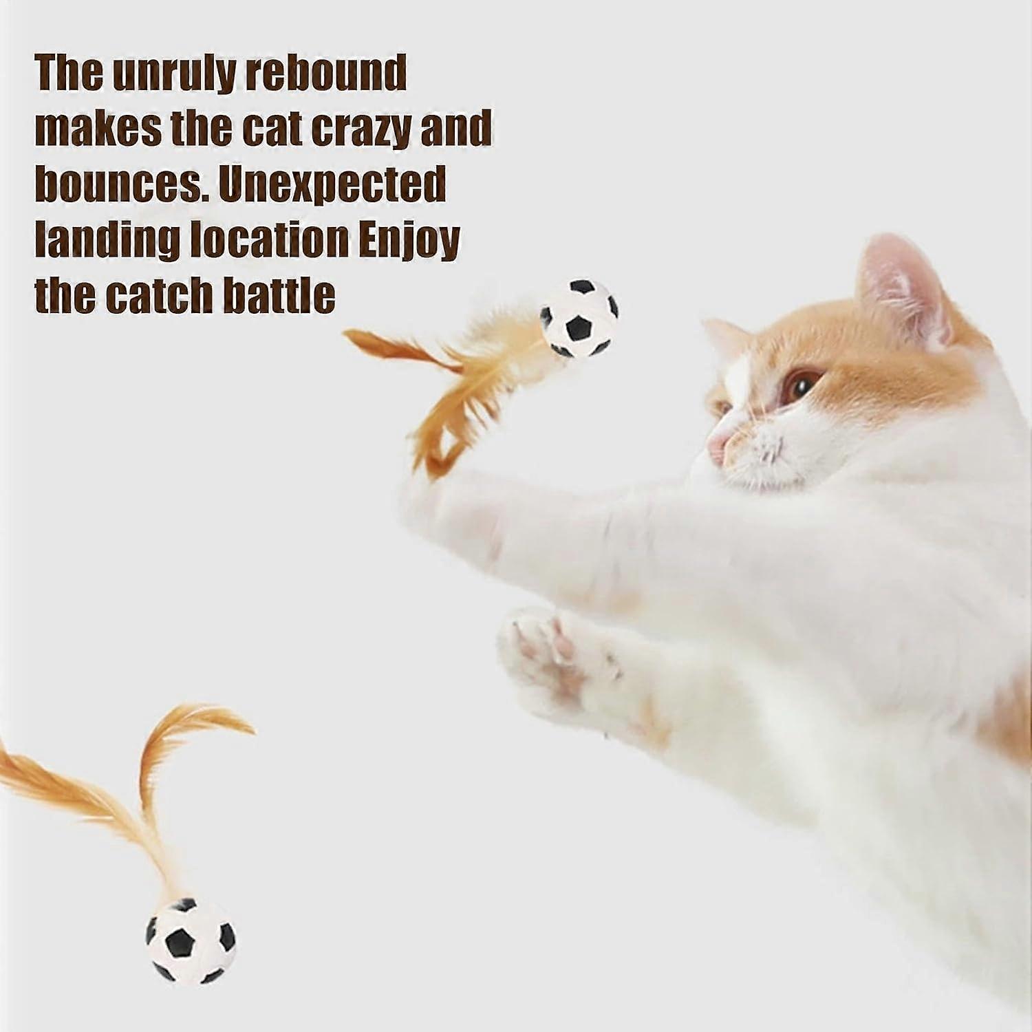 Interactive Cat Feather Ball Toy for Healthy Play, Bouncing Elastic Ball for Kittens and Dogs, Durable Pet Activity Accessory