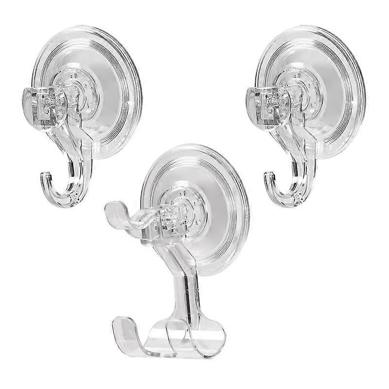 Double Hook - Powerful Suction Cup Hook Without Brand Thickened Plastic Adhesive Hook Creative Bathroom Kitchen Hook Without Punching