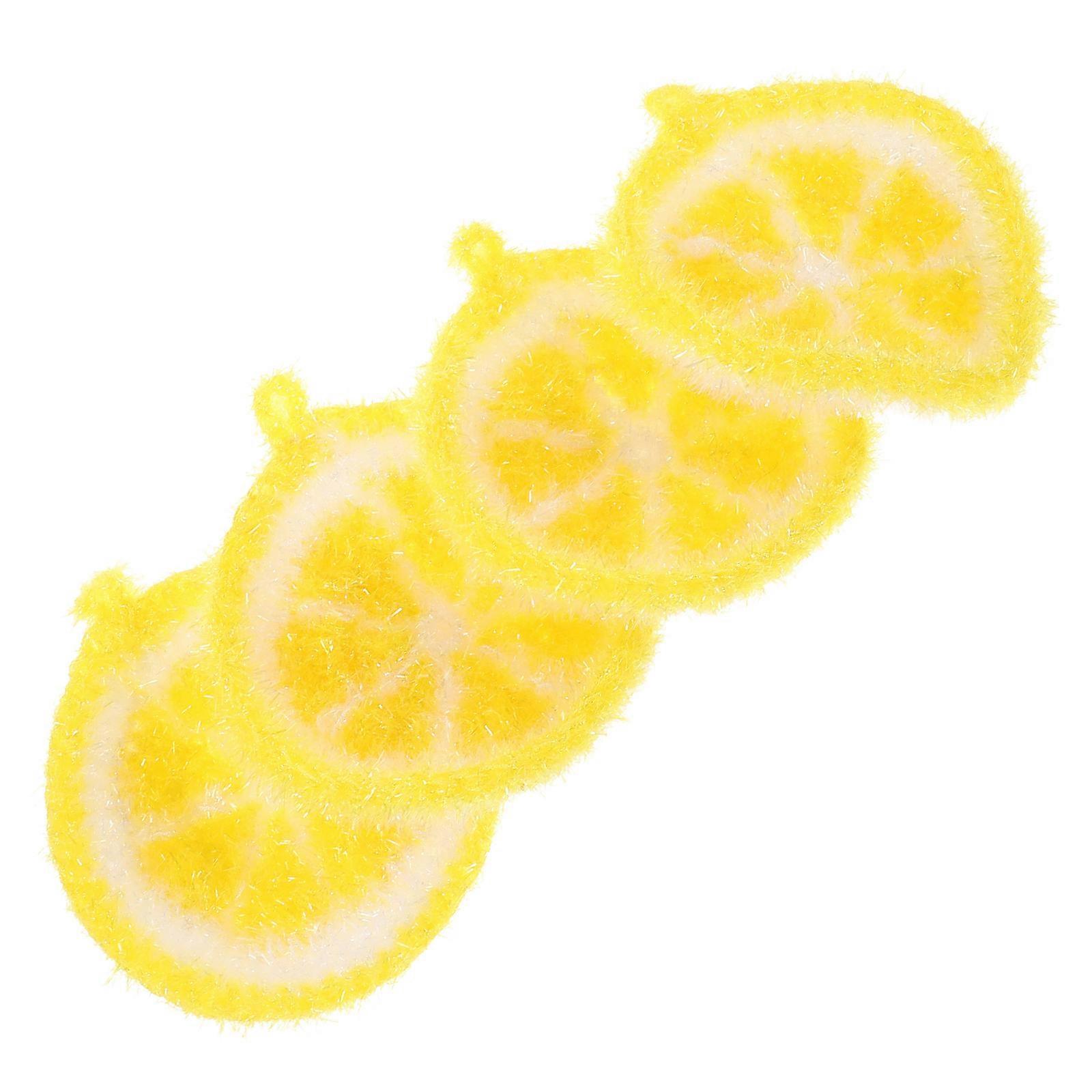 4pcs Lemon Shaped Dish Cloths, Soft & Absorbent Multi Purpose Kitchen Cleaning Towels with Hanging Feature for Easy Storage and Organization