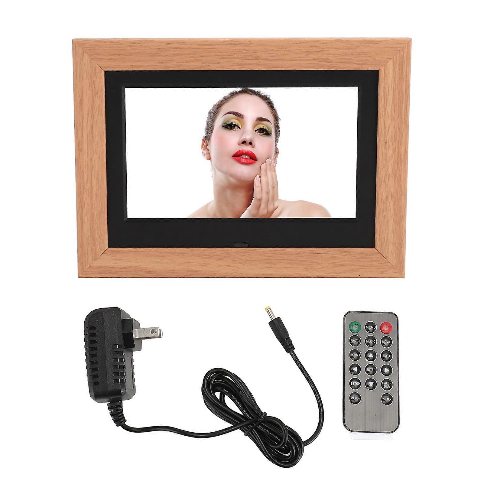 7" Wooden Digital Picture Frame with IPS HD Display, Remote Control, and Music Feature