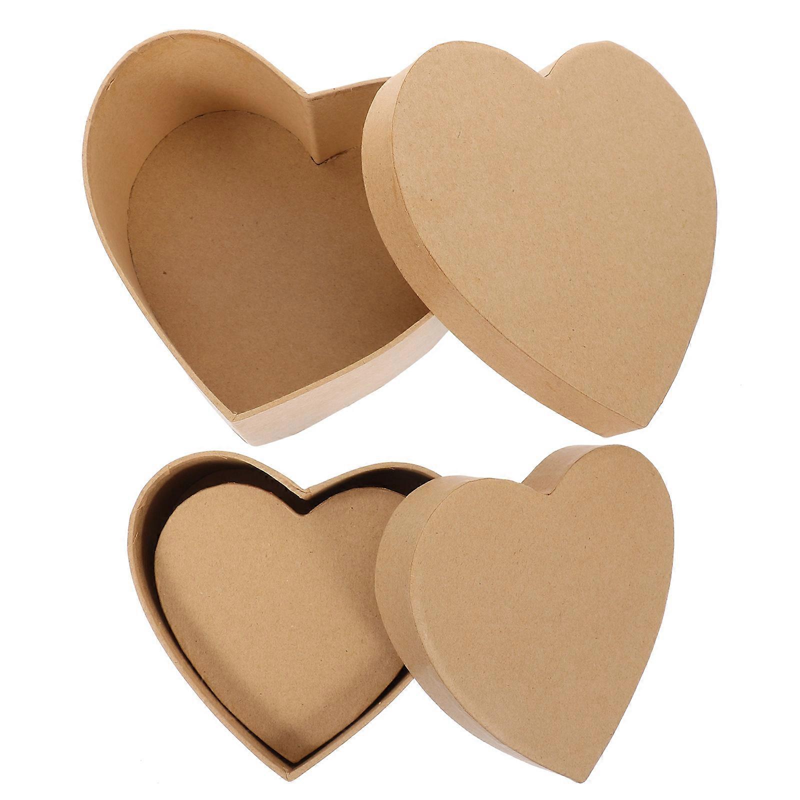 Heart Shaped Gift Box for Storage Use 3Pcs Khaki Gift Storage Boxes