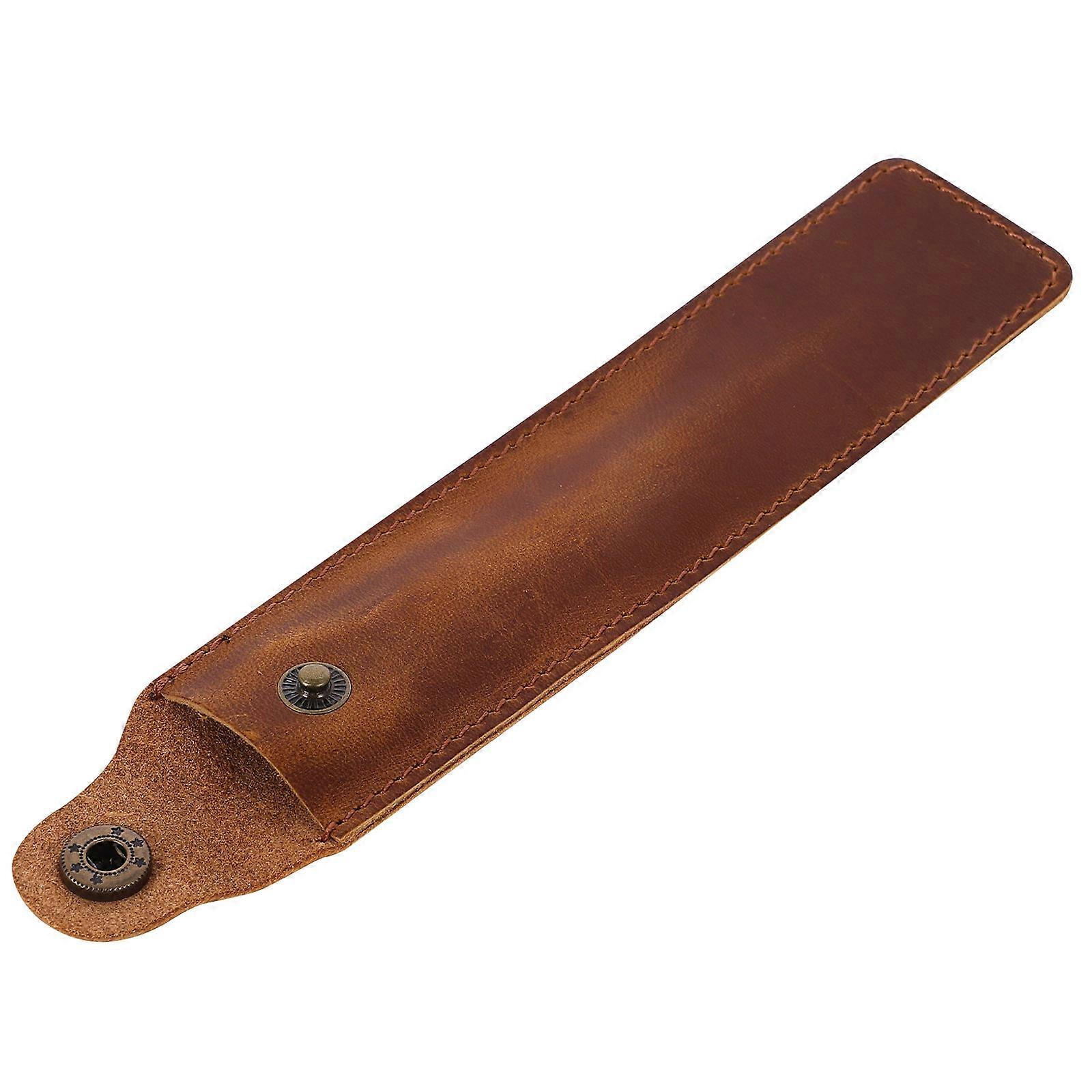 Pen Cases and Pouches Retro Style Pen Storage for Everyday Use Brown 16.8*4cm Snap Button Closure 1Pcs