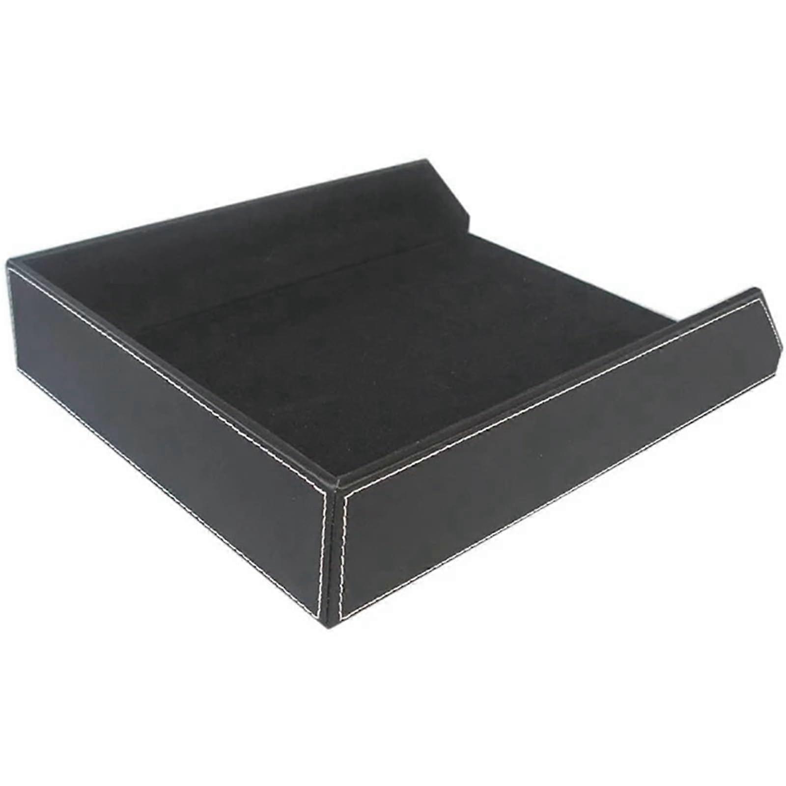 Document tray made of leather, document tray for files, desk organizer, stackable document holder for office records, for home use, black.