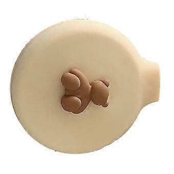 Travel Cushion Hairbrush Round Shaped Bear Decor Portable Folding Comb with Mirror Beige