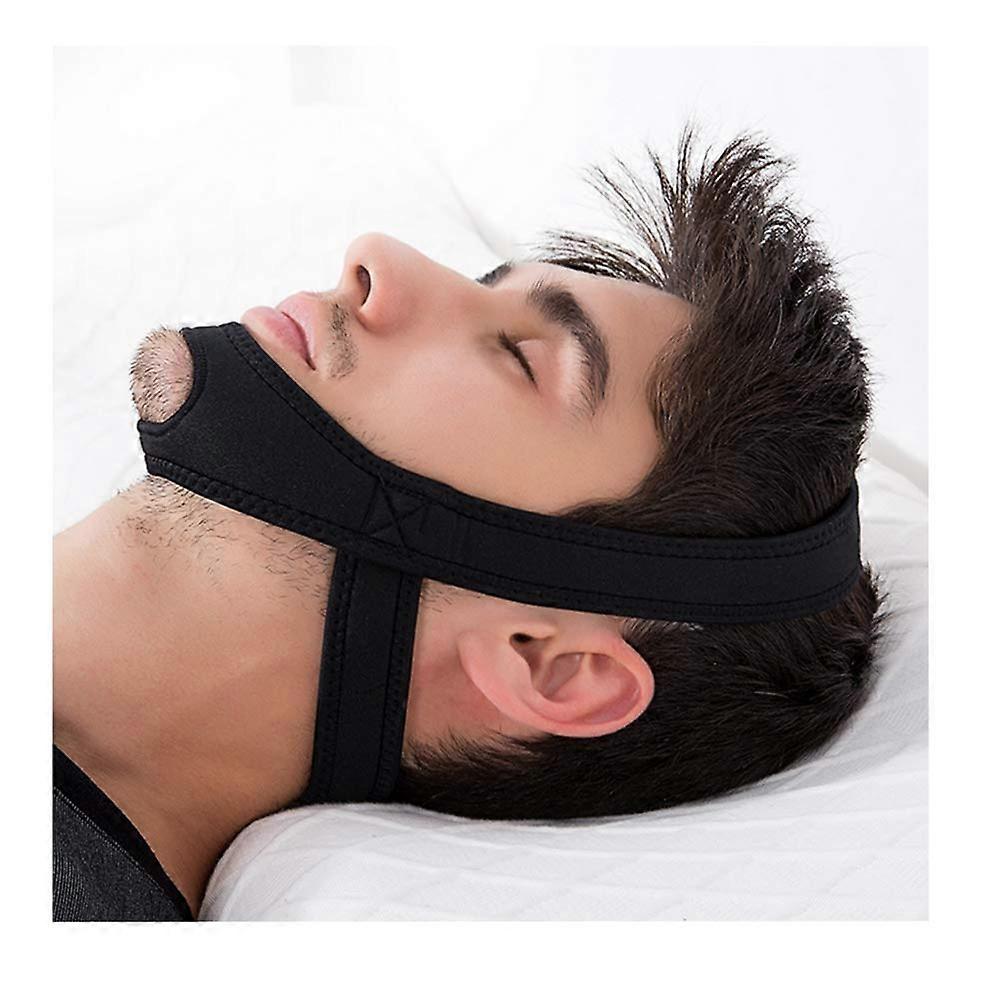 Health Adjustable Anti-Snoring Chin Strap for Snore Relief, Comfortable Jaw Belt in Black, Effective Sleep Solution