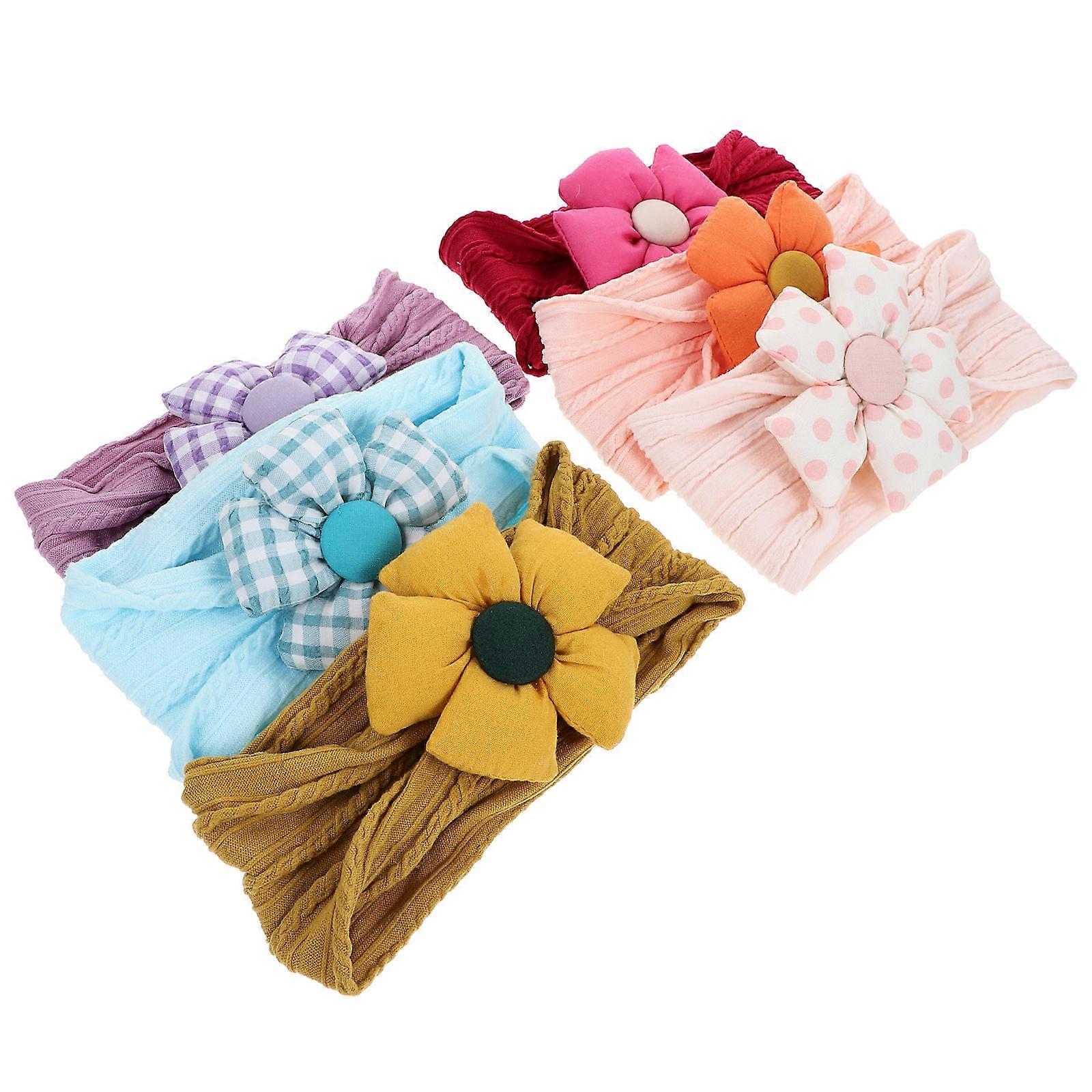 6PCS Flower Hair Headbands for Cotton Elastic Accessories, Lightweight Comfortable for Daily Wear & Festivals