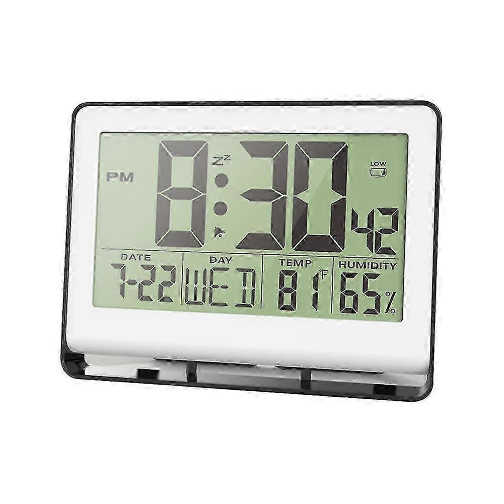 Atomic Clock with Indoor Temperature and Humidity,Self-Setting Digital Wall Clock or Desk Clock,Bat