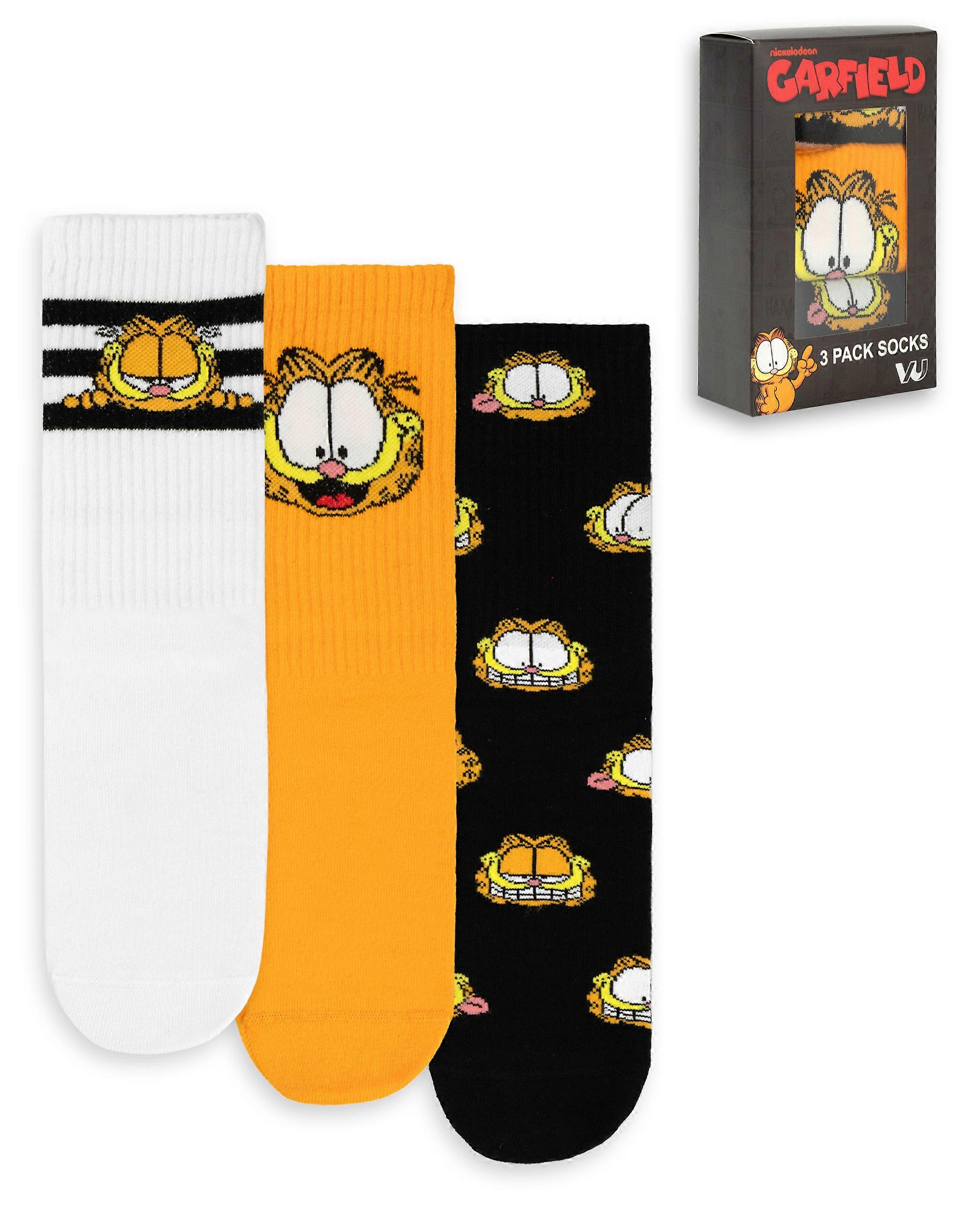 Garfield Unisex Calf Socks Set of 3 Orange Character
