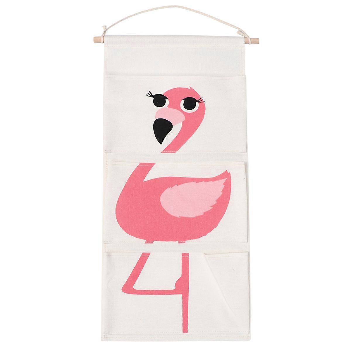 Storage Bag Flamingo Red 65x30x2cm Large Capacity Design Hanging Wall Decorative Closet Container 1Pcs