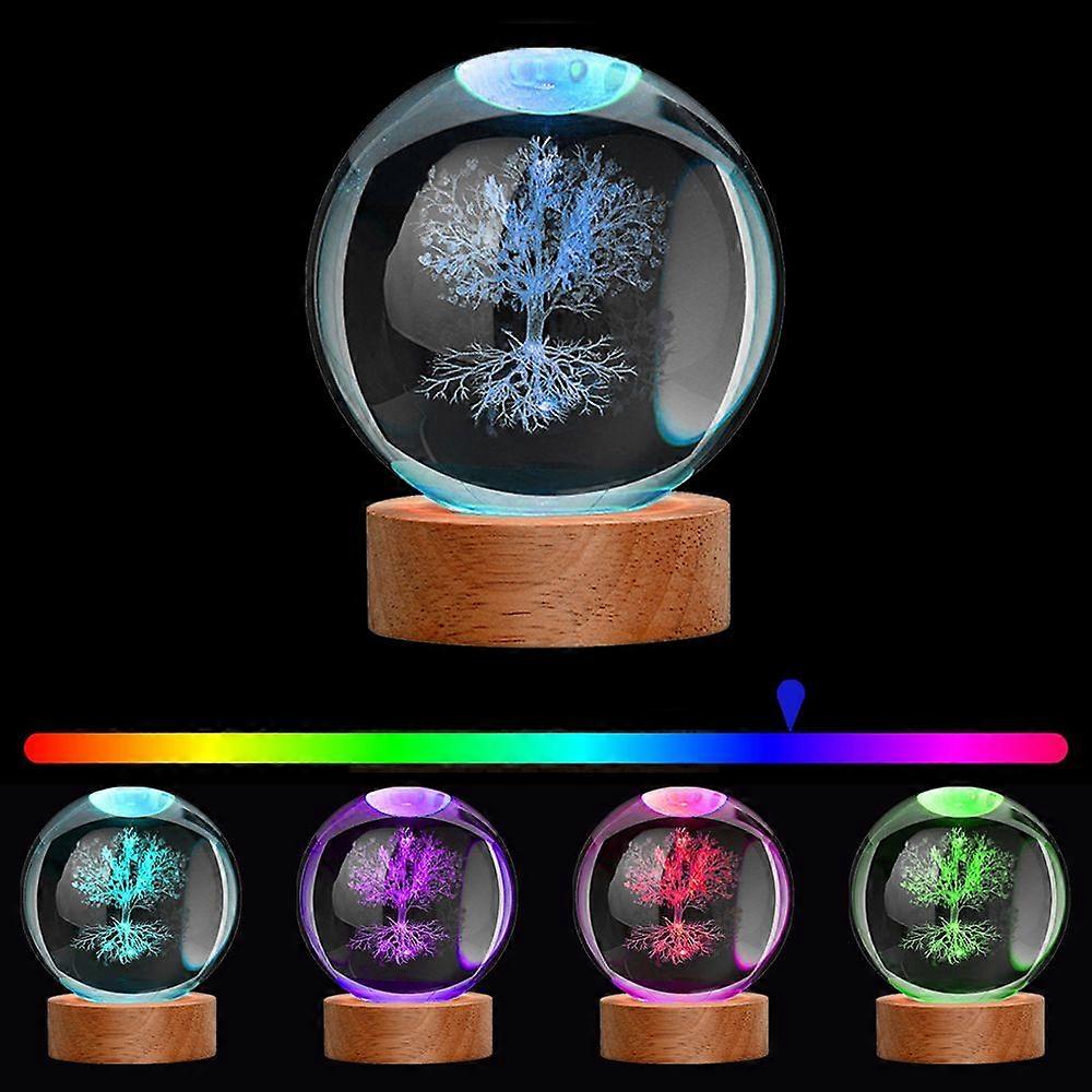 1Pc 3D Laser Engraved Flower Of Life Crystal Ball Rgb 16 Color Night Lighting Chakra Healing Grid Flower Globe Spiritual Gift
